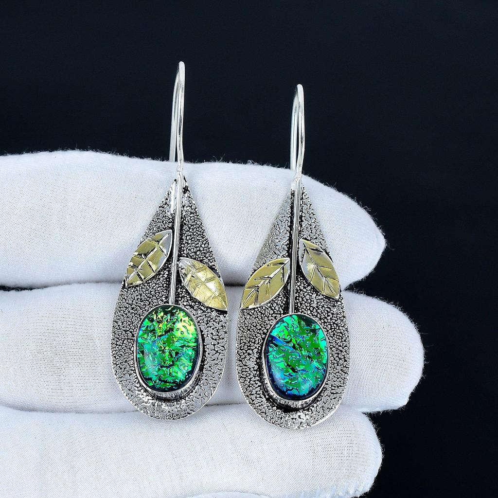 Australian Triplet Opal Gemstone Earrings, 925 Sterling Silver Earrings, Handmade Silver Earrings For Gift, Opal Dangle Earrings Birthday Gift