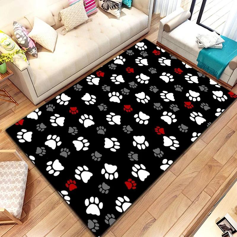 Cartoon Animal Paw Print Carpet Farmhouse Style Indoor Floor Mat Non Slip Area Rug for Living Room Home Decor Entrance Doormat