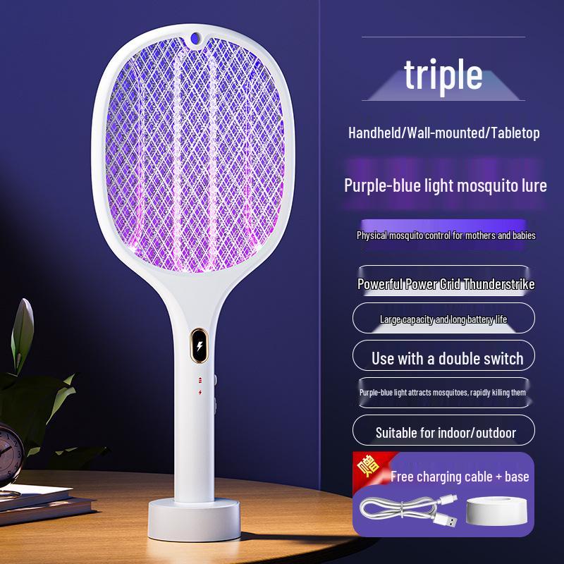 Rechargeable 3-in-1 Electric Mosquito Swatter & Lamp - Multi-functional Household Mosquito Killer
