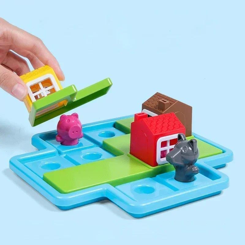 Drei kleine Schweinchen Smart Versteckspiel Brettspiele mit Lösung Fähigkeitsaufbauendes Puzzle Logikspiel Kindertrainingsspielzeug Geschenk