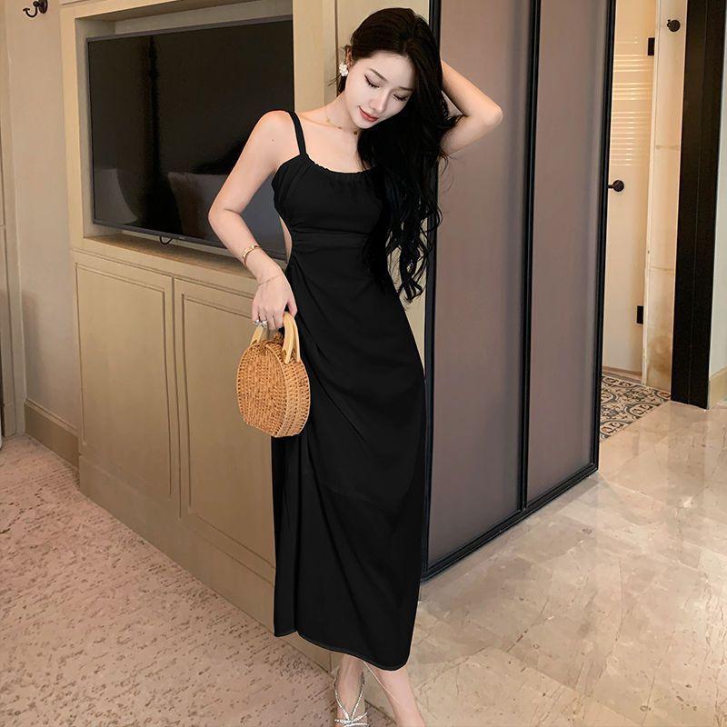 Hainan Travel Wear White Suspender Dress Sexy Backless Seaside Vacation Beach Dress Autumn and Winter Super Fairy