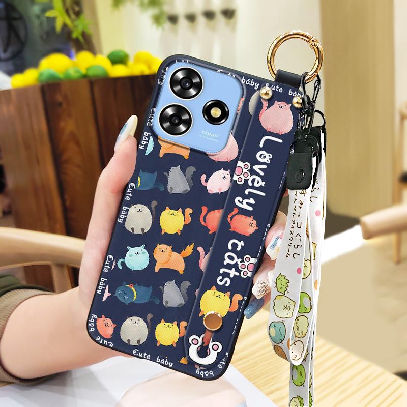 Back Cover Cartoon Phone Case For ZTE Blade A73 4G/V50 Smart Cute Kickstand Wristband Shockproof Waterproof Soft case