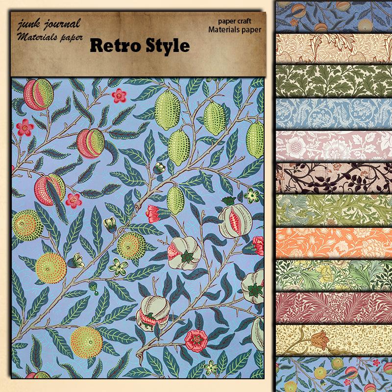 

William Morris Patterned Foldable Sticker Paper - 12 Sheets Gift Box with Double-Sided Adhesive