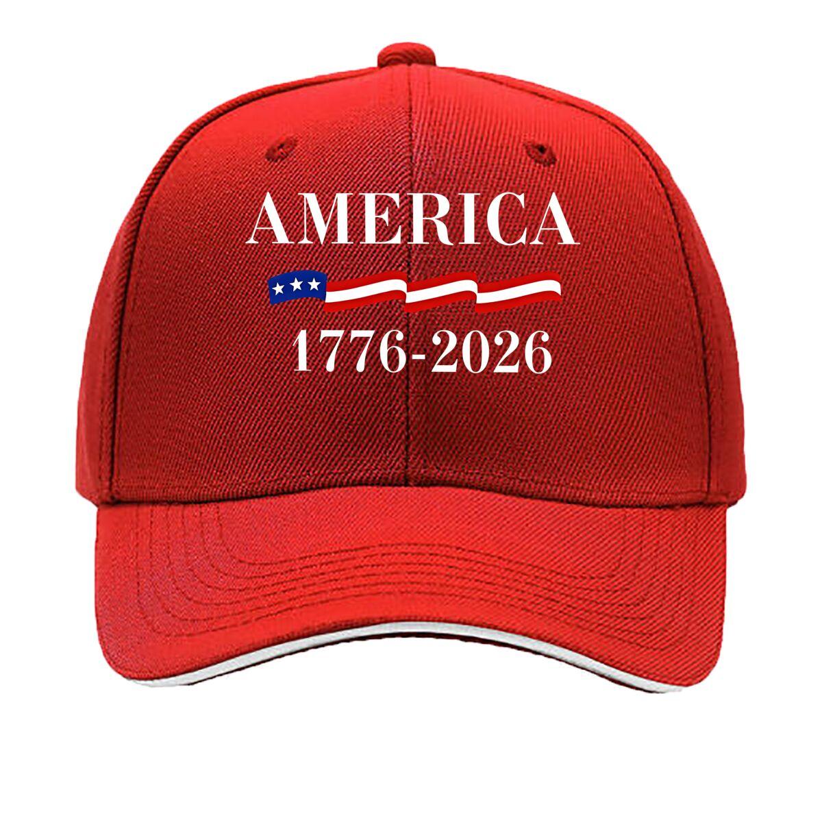 An Outdoor Casual and Versatile American th Anniversary Printed Baseball Cap Featuring a Classic Sandwich Baseball Cap One Size