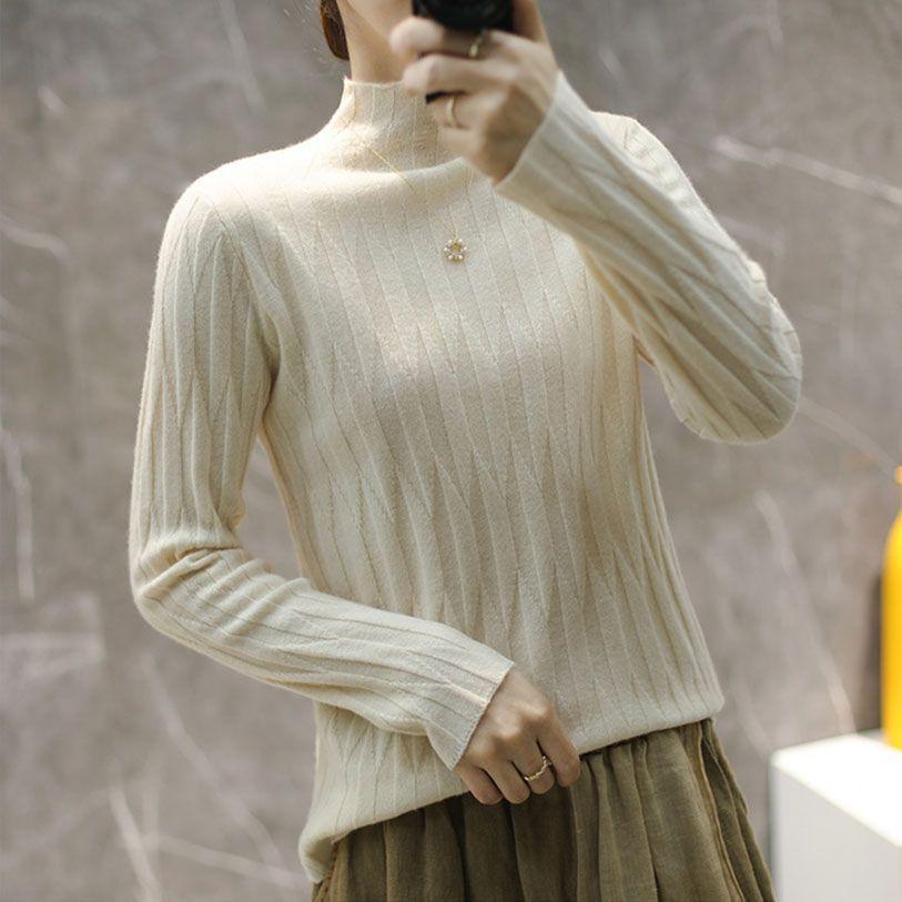 Half High Neck Soft Women's Sweater Autumn and Winter New Base Shirt Stylish and Versatile Knitted Top