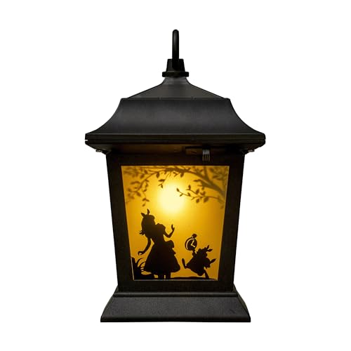 Takasho Solar Light Outdoor Alice Silhouette Lantern Black Garden Light Outdoor Indirect Lighting Waterproof Alice in Wonderland Resin/Glass/Steel TA-