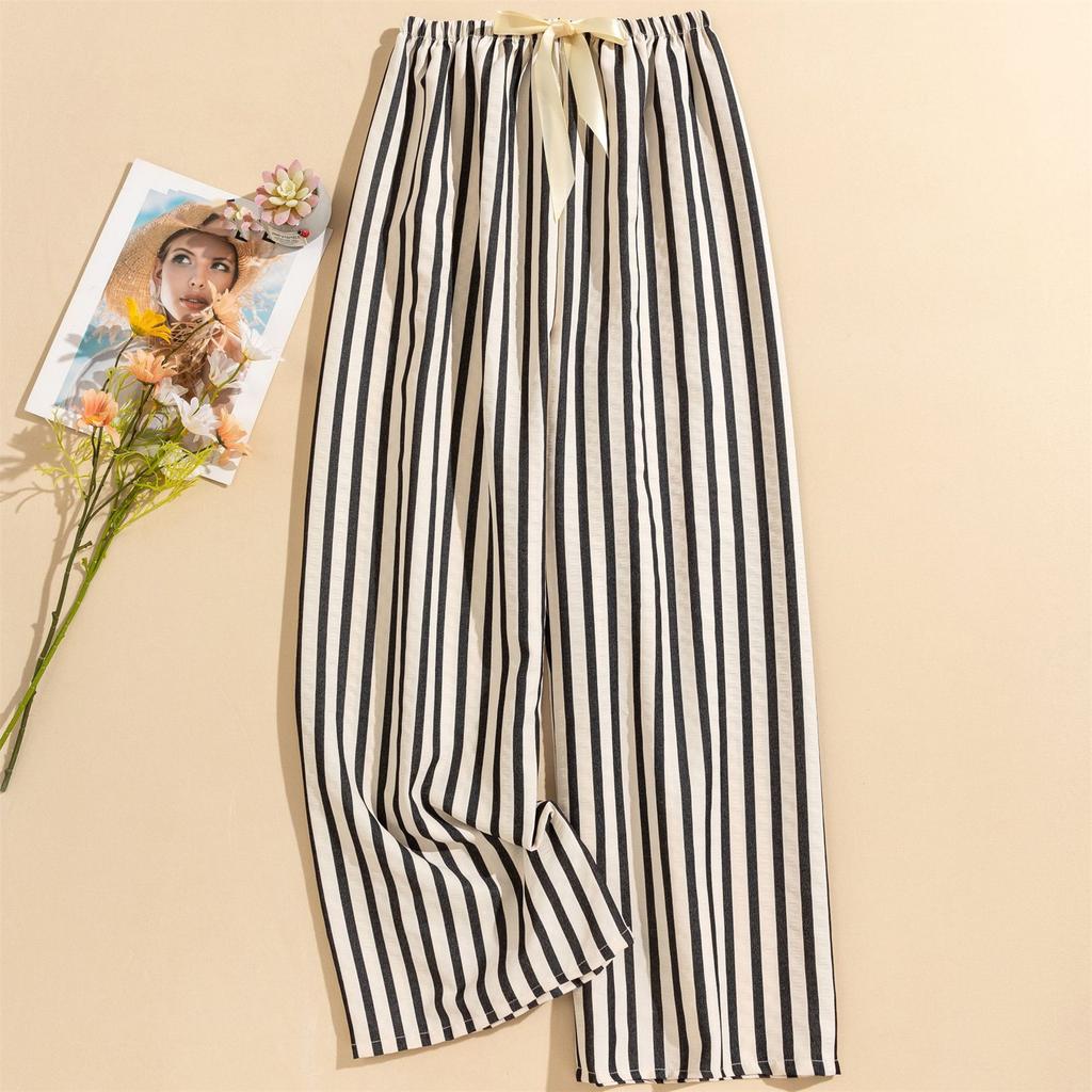 Women's Casual Fashion Sleep Pants Striped Loungewear Pants Wearable As Outerwear High-Waisted Pants