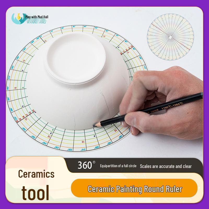 

Ceramic painting tools: round cards, equal dividers, clay rulers, circle dividers, underglaze aids, and division diagrams.