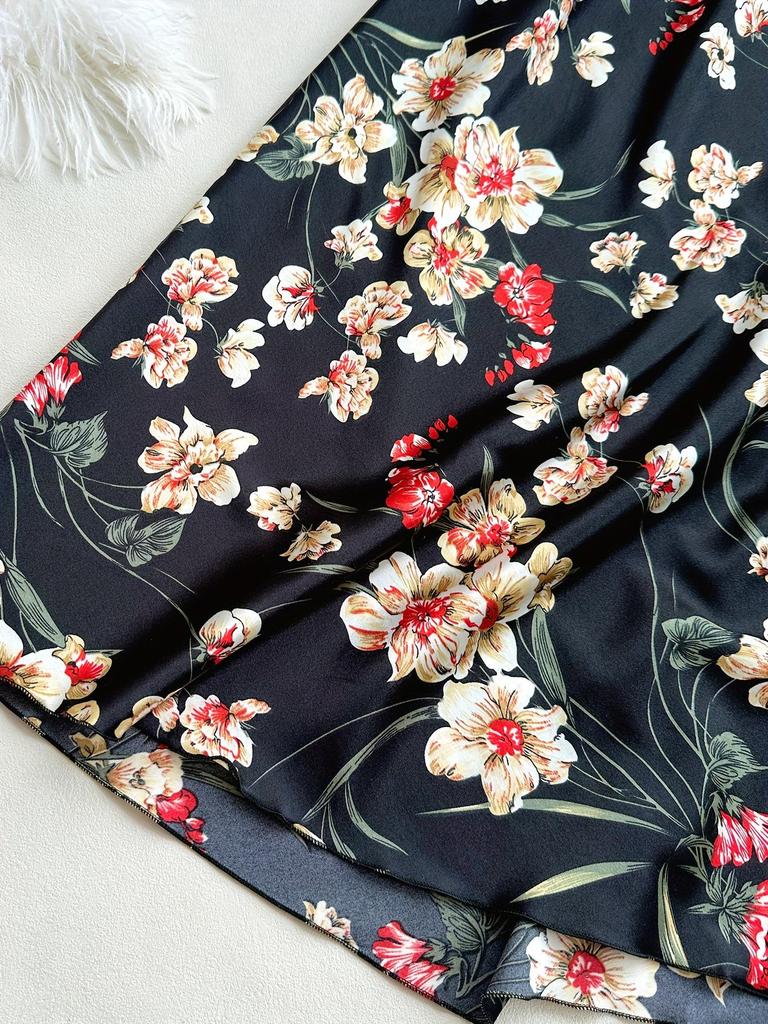 European & American Ice Silk Camisole Dress - Breathable, Sexy Imitation Silk Pajamas Nightgown for Women