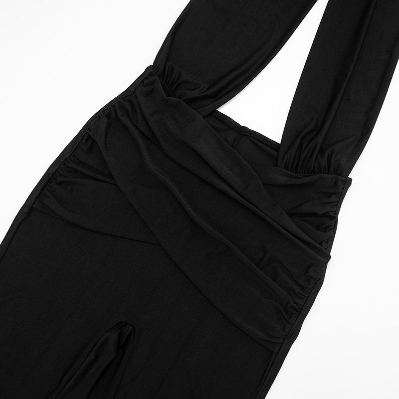 European Cross-Border Autumn/Winter Women's Sexy Halter Neck Cutout Jumpsuit