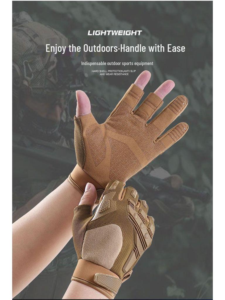 Men's Fingerless Tactical Gloves - Non-Slip Microfiber Leather for Outdoor Sports, Climbing, Training, and Cycling Protection.