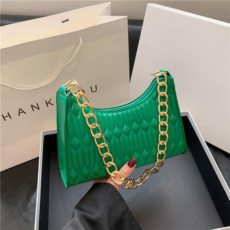 Bag Women'S Fashion Small Square Bag Niche Embroidery Thread Shoulder Bag Chain Versatile Underarm Small Square Bag Tide