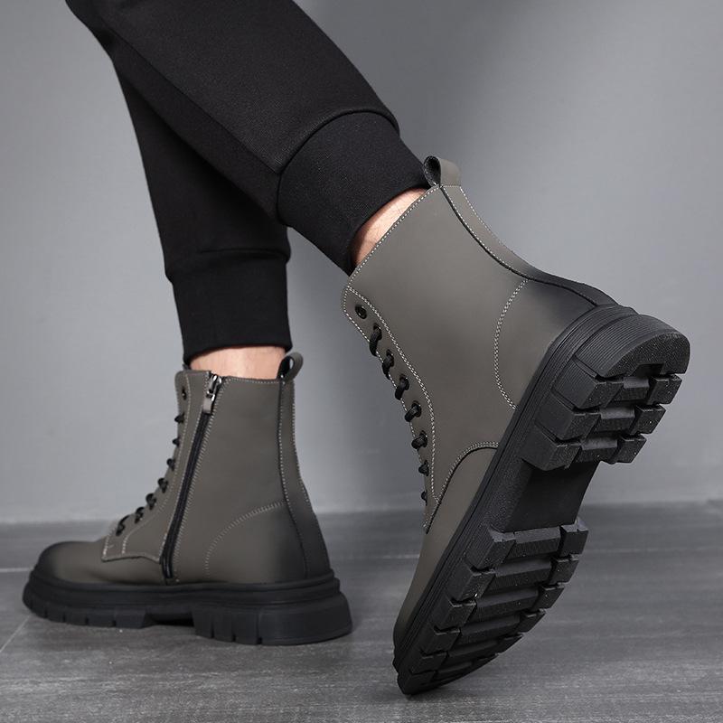 Fashion England Style Men Fashion Original Leather Boots Lace-up Platform Shoes Cowboy Autumn Winter Boot Tooling Work Ankle Botas Male