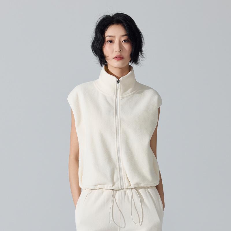 Women's Winter Slim Fit Zipper Vest - Warm, Sleeveless, Plus Velvet, Casual/Active Outerwear