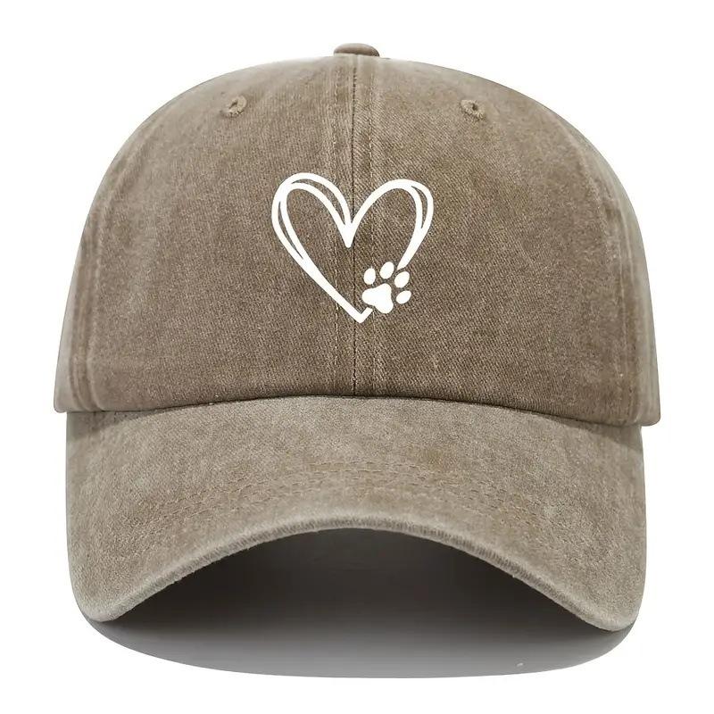 Washed Retro Baseball Cap Women'S Versatile Casual Love Pattern Peaked Cap Fashion Outdoor Sun Hat Men