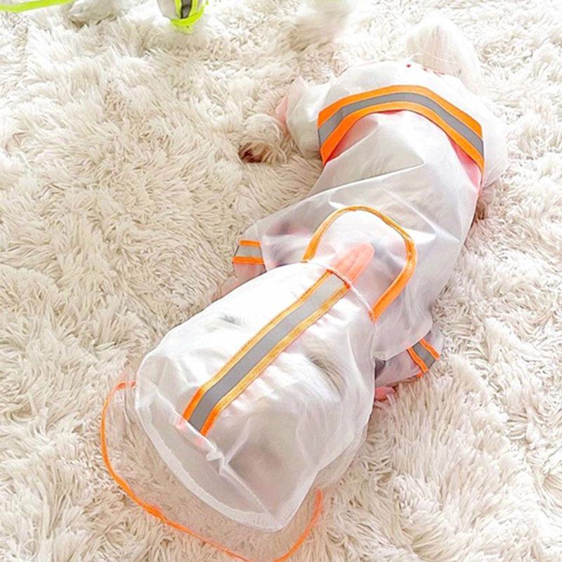 

Дождевик для питомца флуоресцентного цвета прозрачный матовый на четыре лапы водонепроницаемый всеобъемлющий пончо одежда для тедди средней и маленькой собаки M (recommended weight 5-4 kg) флуоресцентный оранжевый