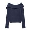 Fashion Style 2024 Autumn New Women's Clothing Asymmetric Design Long Sleeves Diagonal Collar Casual Sweater 3991108