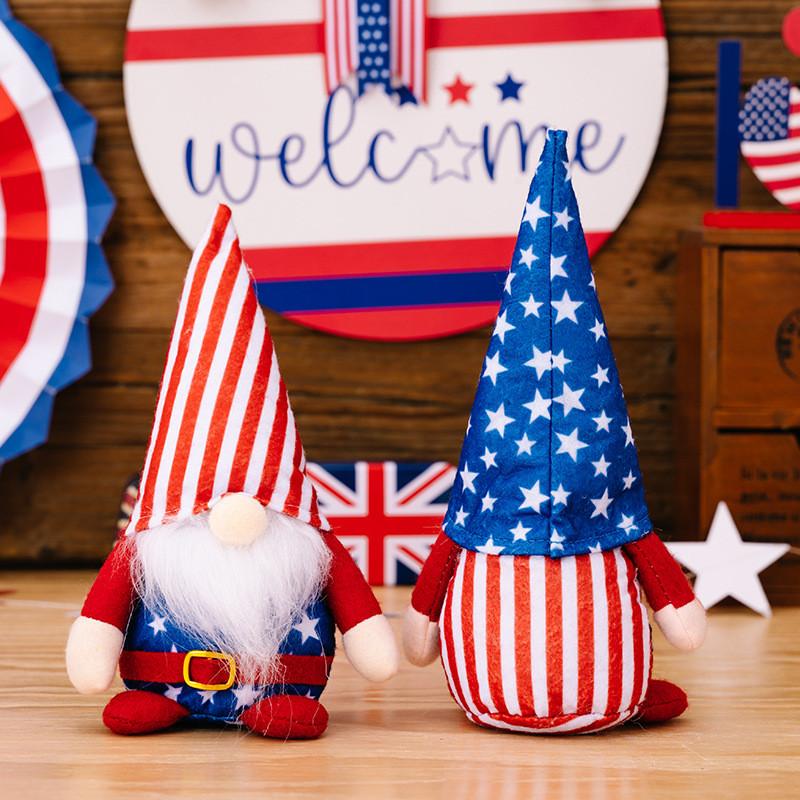 Adorable Plush Independence Day Decor Star Doll With Striped Hat For Festive Styling
