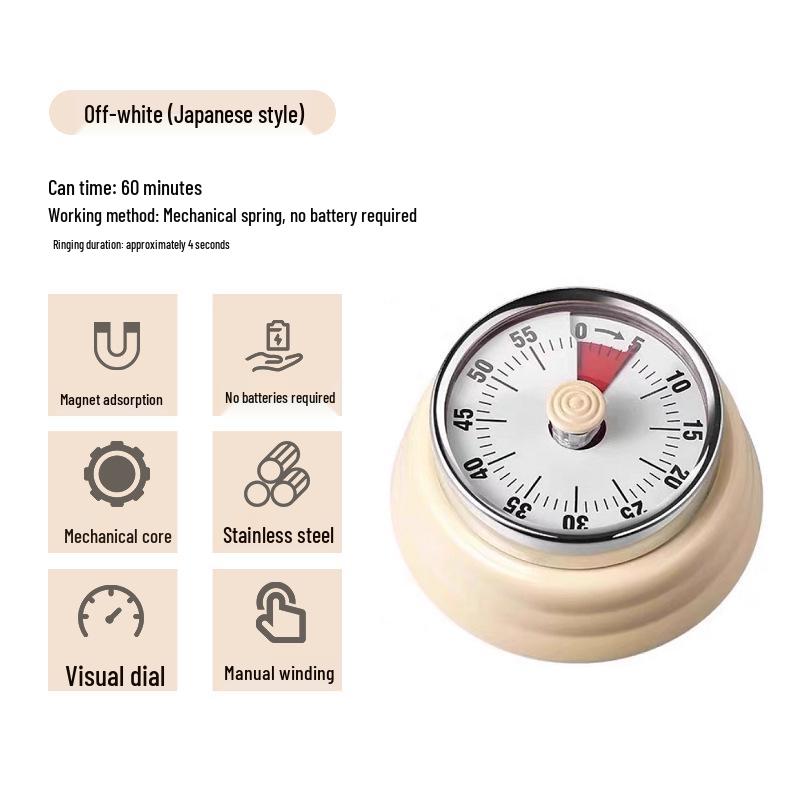 

Механічний кухонний таймер з нержавіючої сталі в японському стилі з будильником для студентів