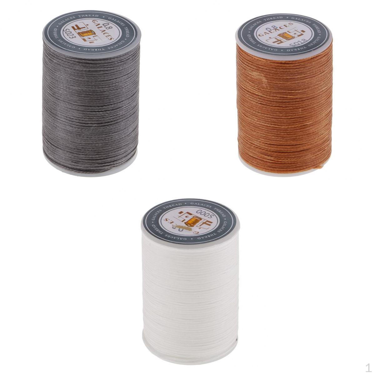 

3 катушки плоской полиэстеровой вощеной нити 150D для работы с кожей