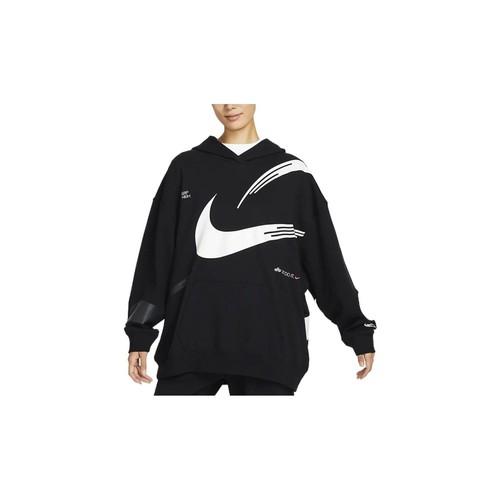 Nike Women's Black Letter Print Knitted Hoodie