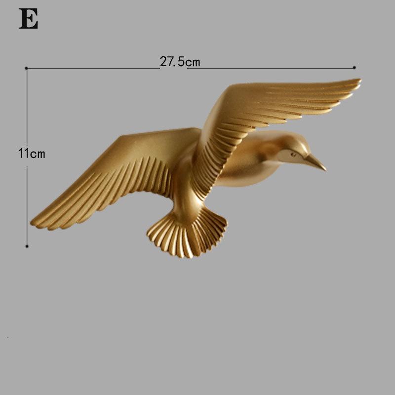 3D resin bird wall decorations three-dimensional wall stickers white gold bird statue living room TV sofa background wall art