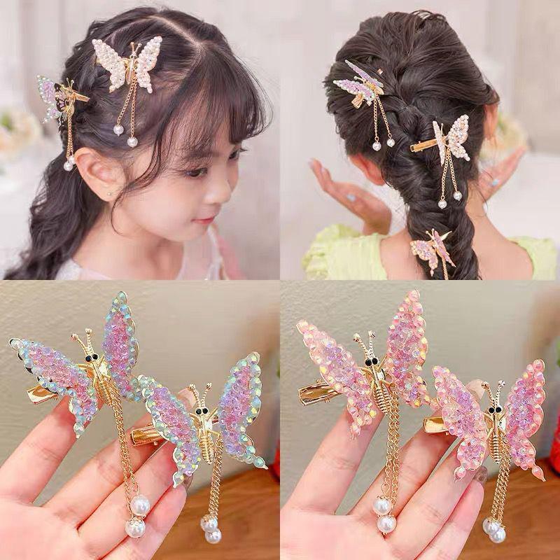 Cute Moving Butterfly Hairpin Girls Tassel Barrettes Hair Accessories Shaking Move Wing Top Clip Bangs Clip Jewelry