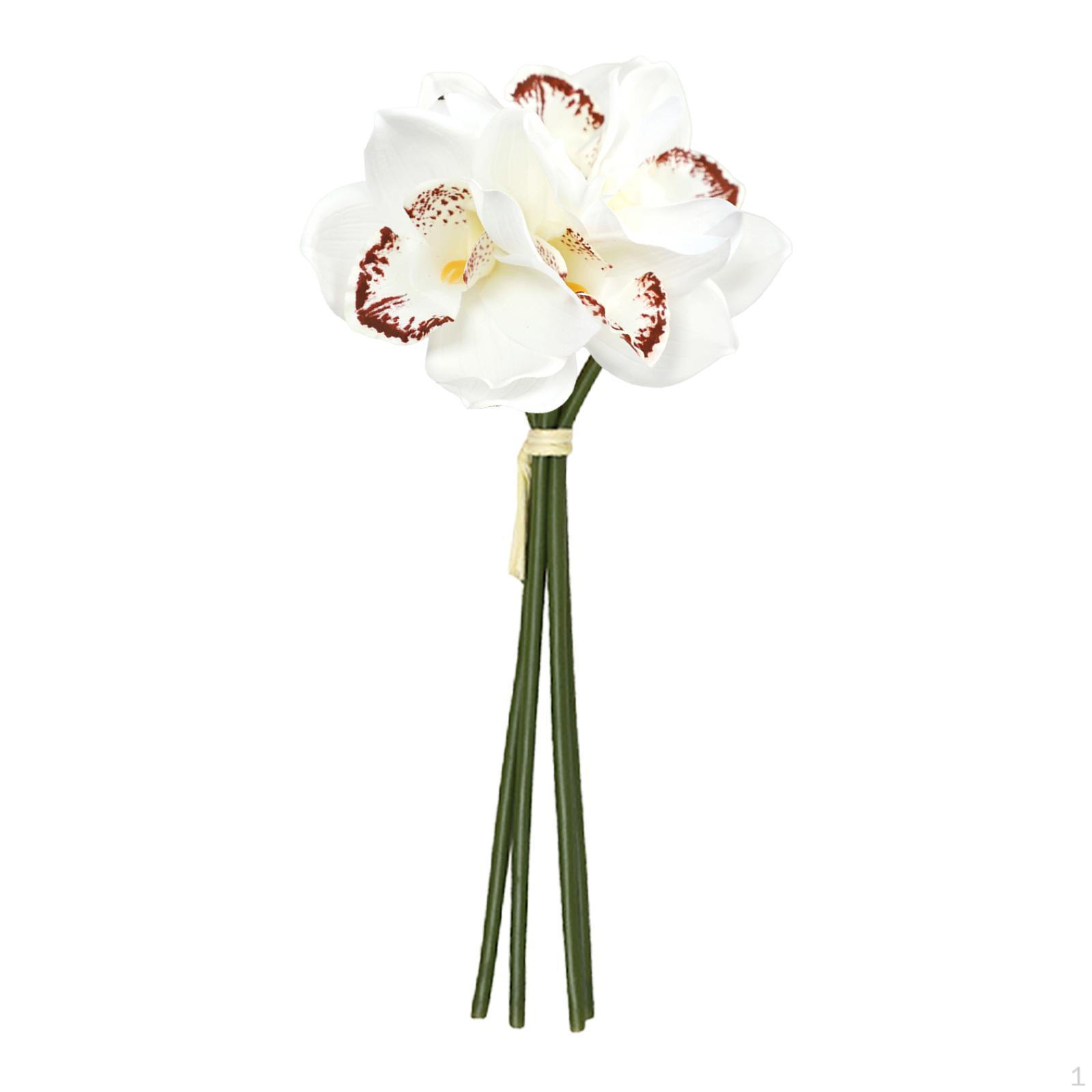 

Искусственная орхидея Цимбидиум увлажняющий реалистичный декор длинный стебель для дома свадьба ее жена белый