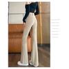 Women's Khaki High Waisted Flare Pants Casual Slim Fit Stretchy Bell Bottom Trousers