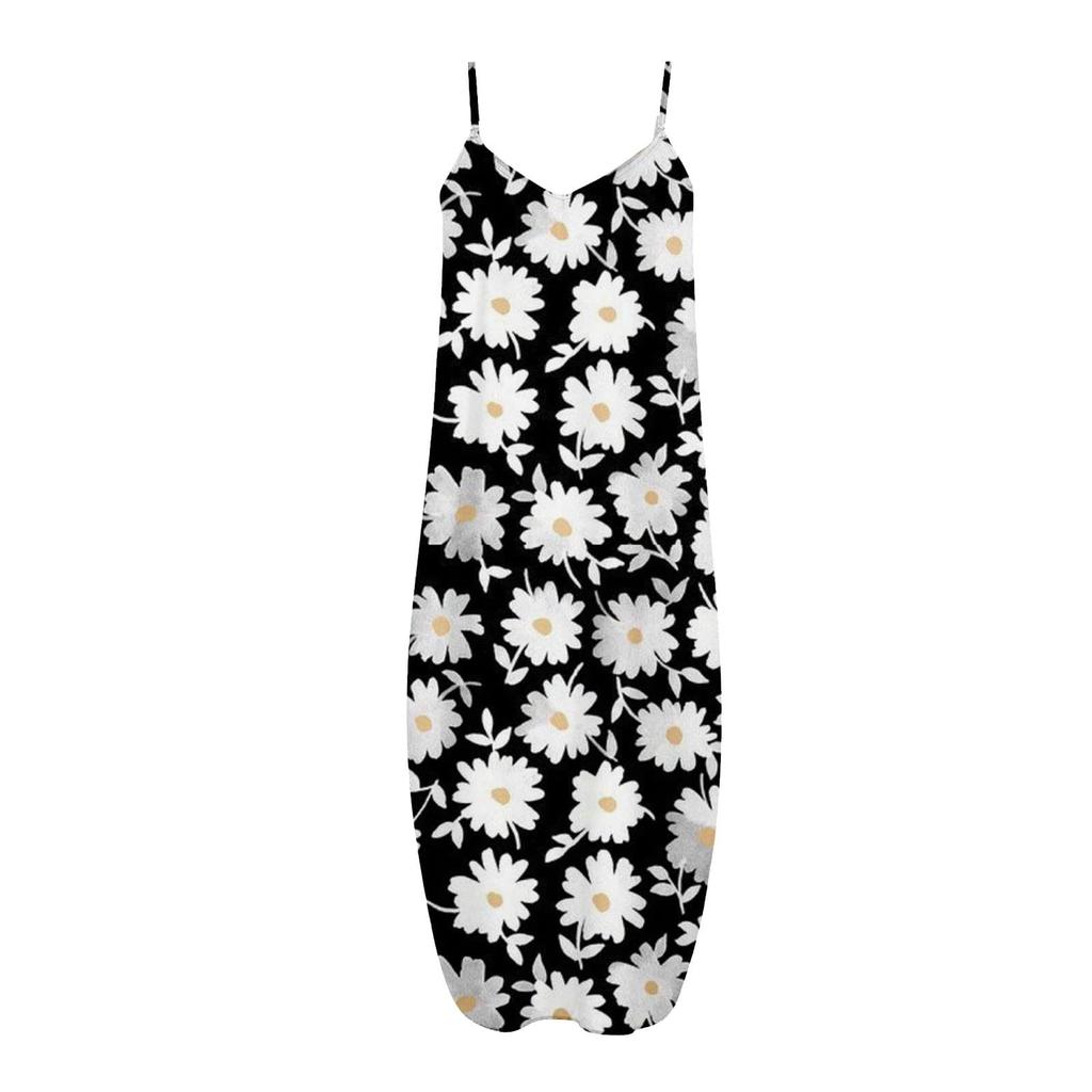 Fashion Ladies Loose Casual Summer Sexy Sleeveless Printed Sleeveless Backless Beach Dress