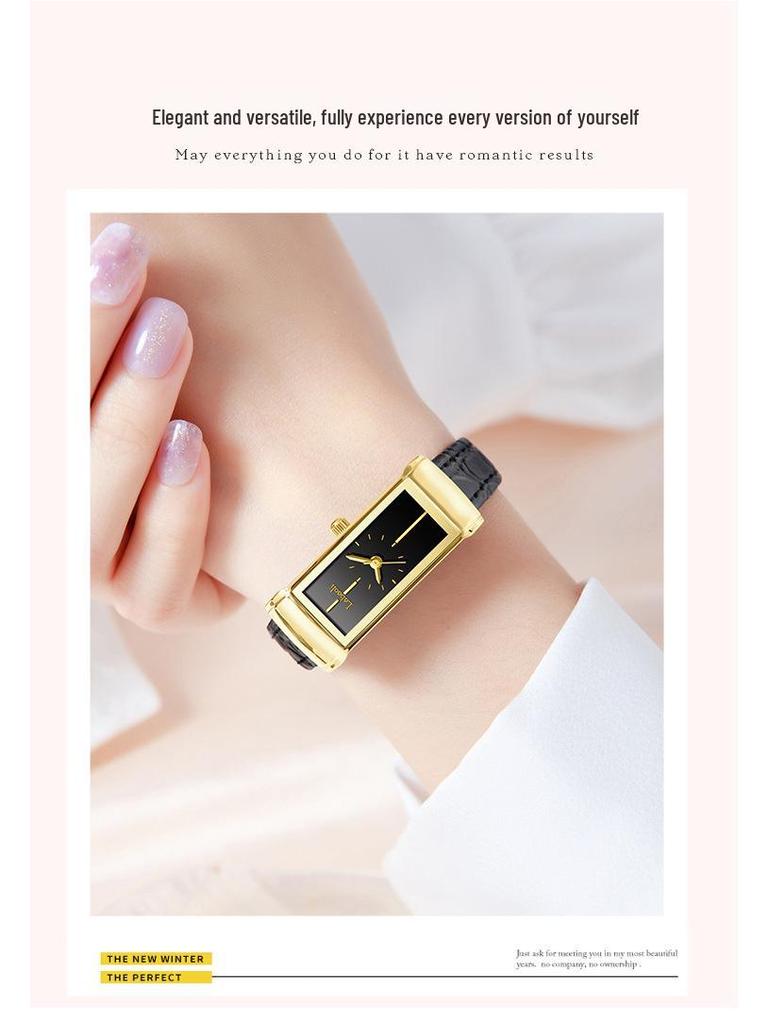 Reloj de Cuarzo Cuadrado para Mujer Laboli Estilo Retro con Correa de Cuero