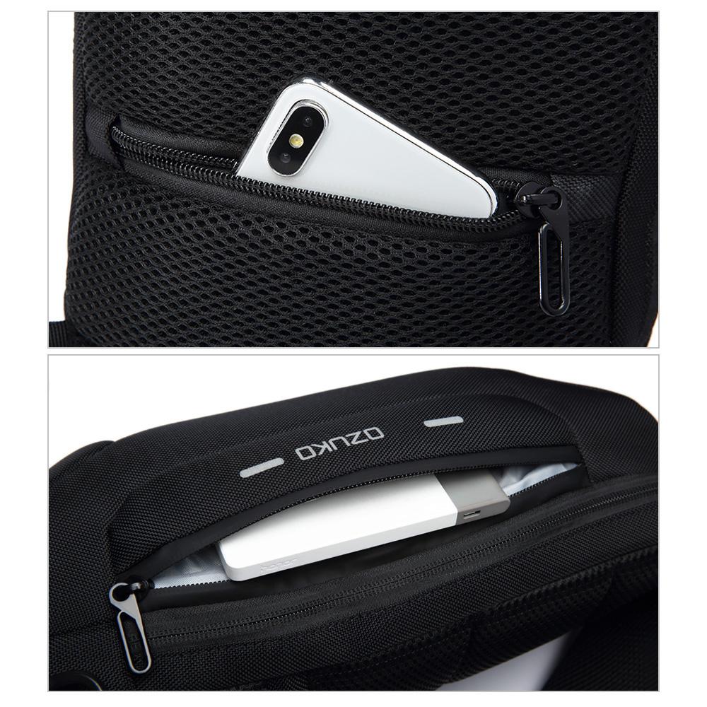 Pánská voděodolná taška přes rameno USB Oxford Crossbody proti krádeži Multifunkční krátká cestovní taška na hrudi pro muže