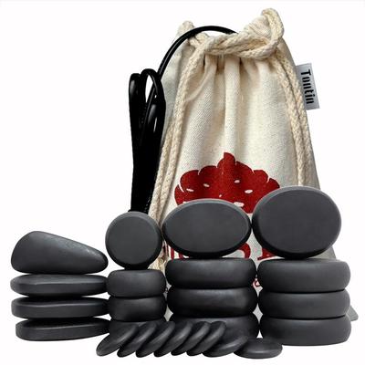 Tontin אבן חמה עיסוי גוף אבן בזלת סט סלון יופי ספא עם שקית חימום בד עבה טיפול בריאות להקלה על כאבי גב