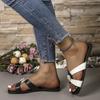Large size low heel square head slippers women's color matching slippers sandals women