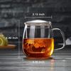 Glass Tea Cup with Infuser and Lid 17.6oz 520ml Large Borosilicate Teacup Tea Glass Clear Mug for Loose Leaf Tea Blooming Tea M