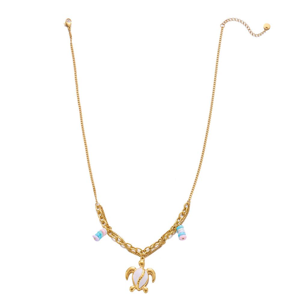 Bohemian Beach Inspired Stainless Steel Pendant Necklace With Shell And Sun Design For Women