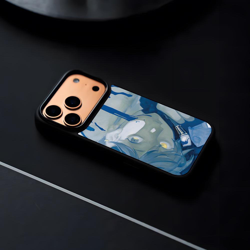 Anime Blue Period Handyhülle Für IPhone 17 16 15 14 13 12 Pro Max Plus Schwarzer Rahmen Harte Schale
