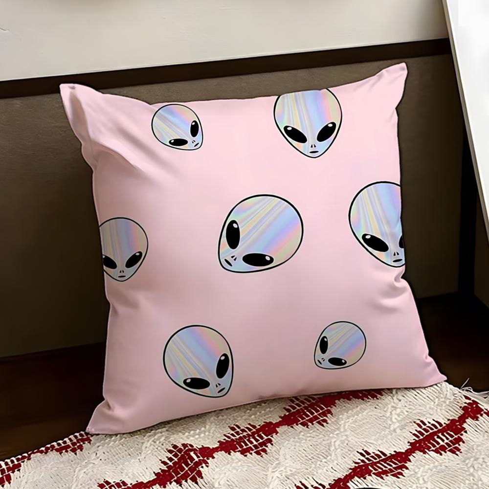 Surreal Dreamy Aliens Cushion Cover Reversible Soft Durable Pillow Cover Home  Car MultiScene Use for Daily Comfort