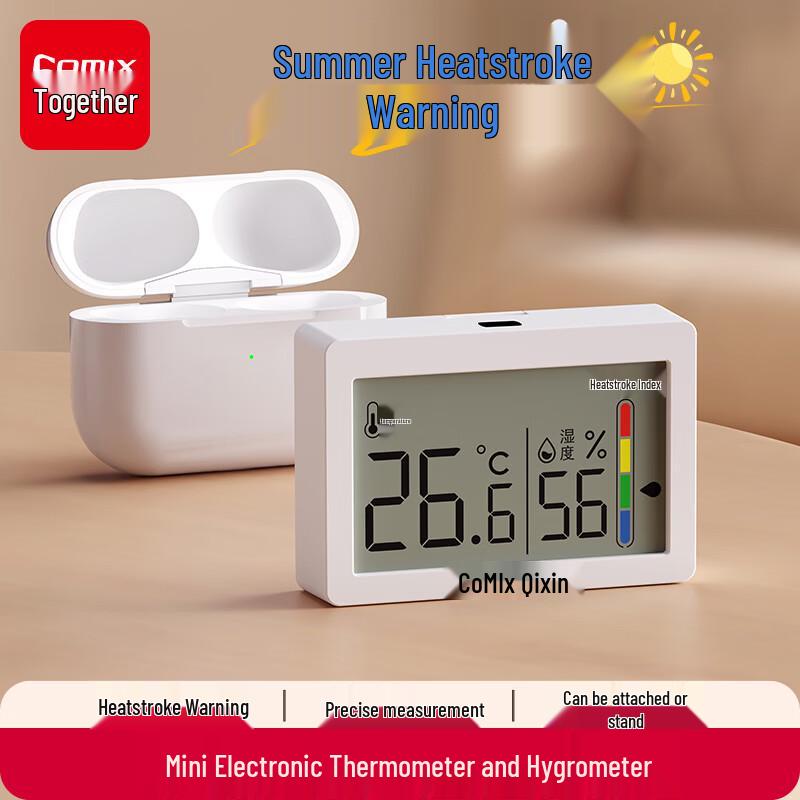 COMIX Digital Indoor Thermometer Hygrometer with Heatstroke Alert