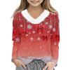Christmas Day Girls Long Sleeve T Shirts Kids  Girls' V-Neck Tee Christmas Print Long Sleeve Top