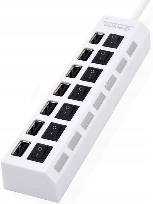 Fast Usb2.0 Hub Splitter 7 Ports Leds Adapter White Switches