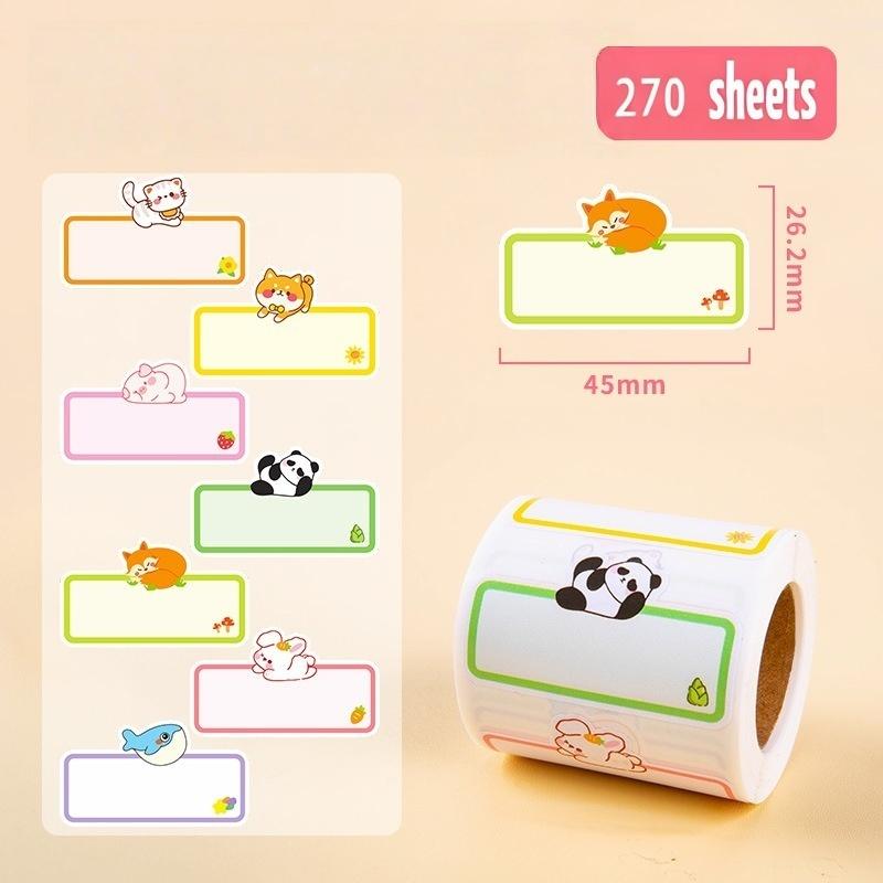 100/270/290pcs/Roll Colorful Labels Item Mark School Stationery Supplies Cute Animal Stickers For Classroom Identification