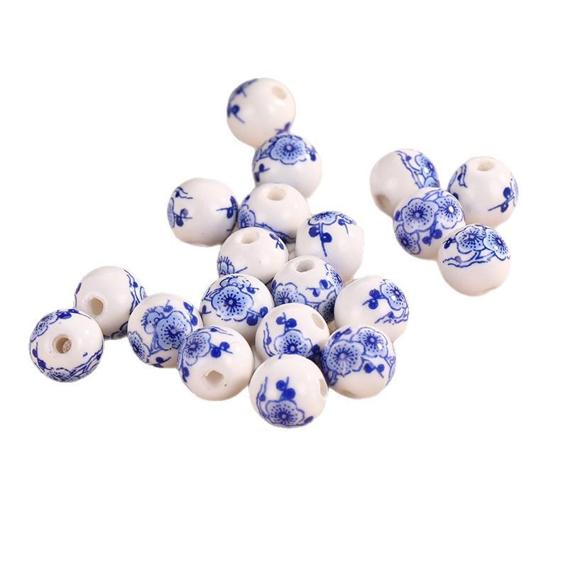 20 handbemalte florale Keramikperlen, 10 mm Durchmesser, Geeignet für die Schmuckherstellung, DIY-Kleidung und Accessoire-Dekoration.