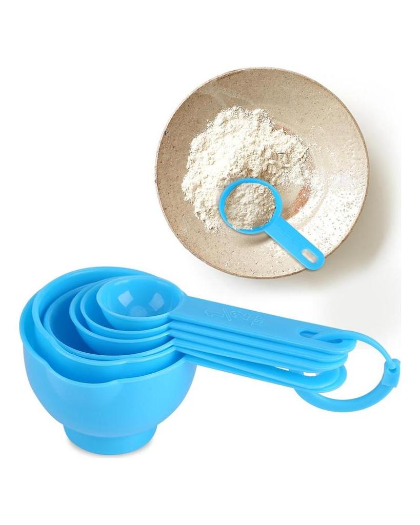 7Pcs Set Plastic Measuring Cups Spoons Measure Tea Coffee Kitchen Utensil Blue