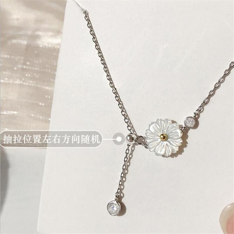 New Temperament Small Daisy 925 Sterling Silver Jewelry Personality Shell Popular Flower Clavicle Chain Necklaces TYB375