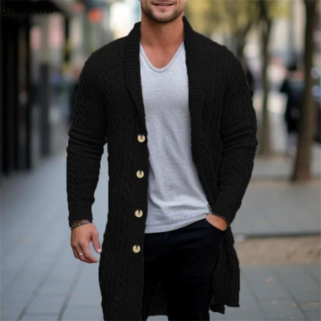 Men s Knitting Spring Autumn Slim Fit Cardigan Coat Male British Style Button Long Sleeve Jacket 3XL 3747₽