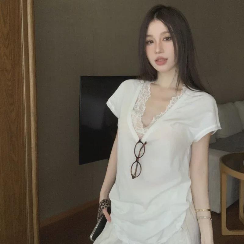 2024 Podzimní Dámská Sexy Průsvitná Vesta s Francouzskou Krajkou a Výšivkou