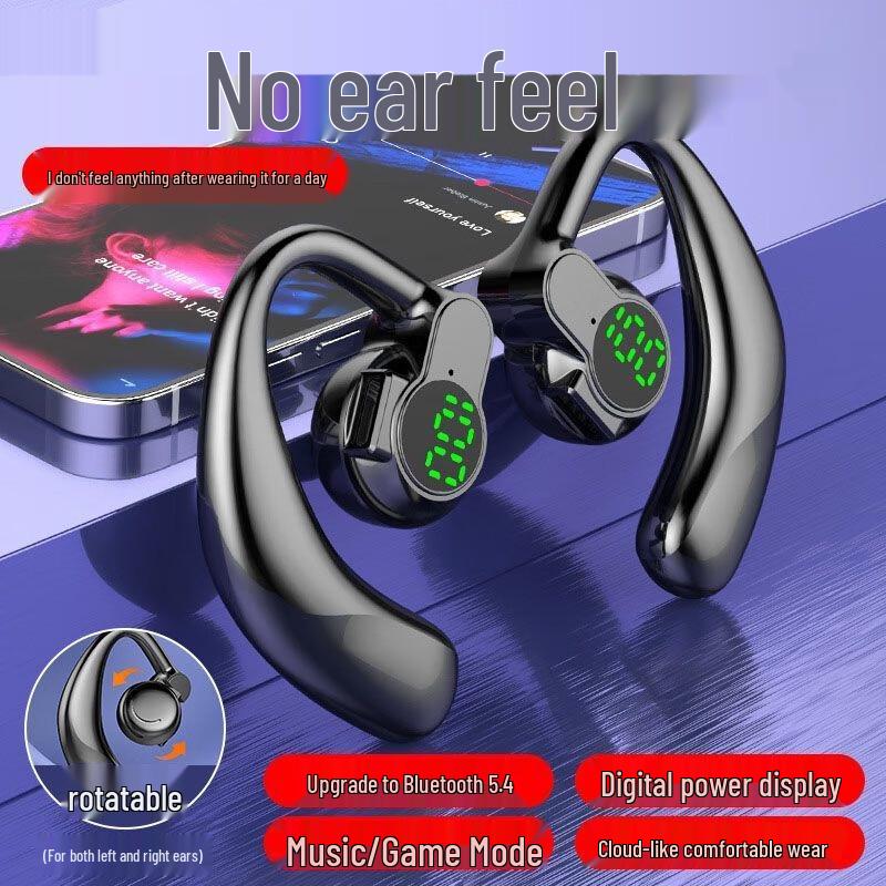 Wireless Single Ear Bluetooth Earphone with Rotatable Over-Ear Design, Universal Fit, Digital Display, Long Battery Life - S03