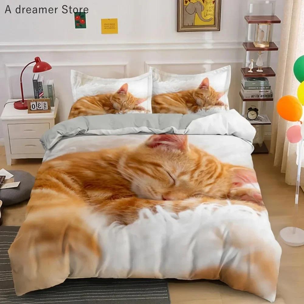 3D Lustige Süße Katzen Schwarze Katze Bequemer Bettbezug Steppdecke Kissenbezug Bettwäscheset Kinder Schlafzimmer Dekoration Heimtextil