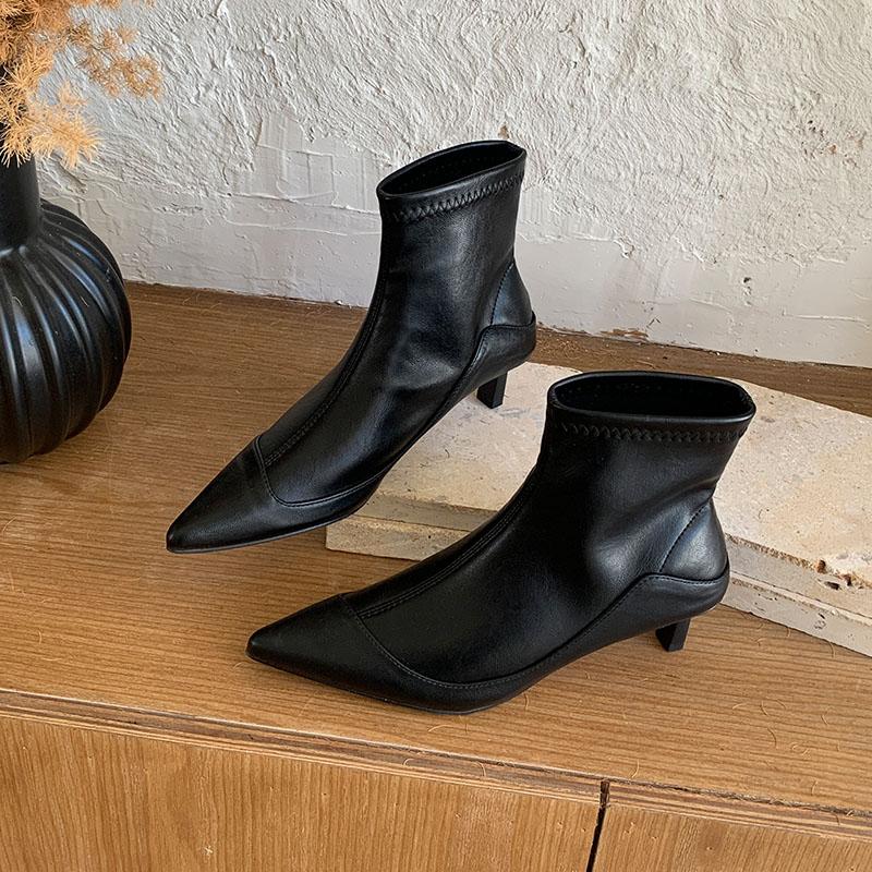 

Модные Современные Сексуальные Женские Ботильоны Обувь Модные Остроносые Женские На Низком Каблуке Женские Короткие Эластичные Ботильоны Обувь Слипоны Туфли 35 чёрный